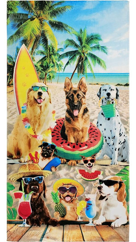 Beachland Dogs Beach Towel 30 X 60 Pulgadas 100% Algodón Dog