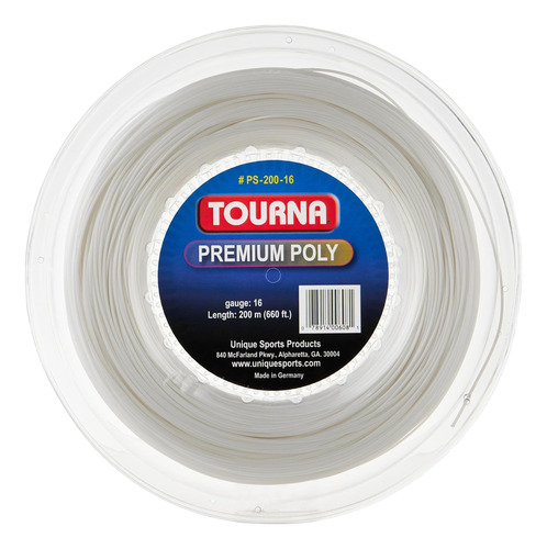 Cordaje De Tenis Tourna Premium Poly De 16 G, Color Perla