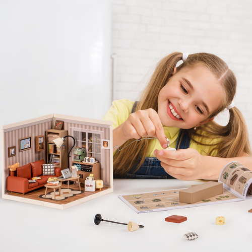 Kit De Casa En Miniatura Bricolaje Con Luz Led Accesorios