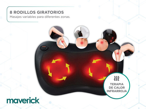 Imagen 6 de 10 de Masajeador De Cuello Maverick 4 Nodos 8 Rodillos Giratorios