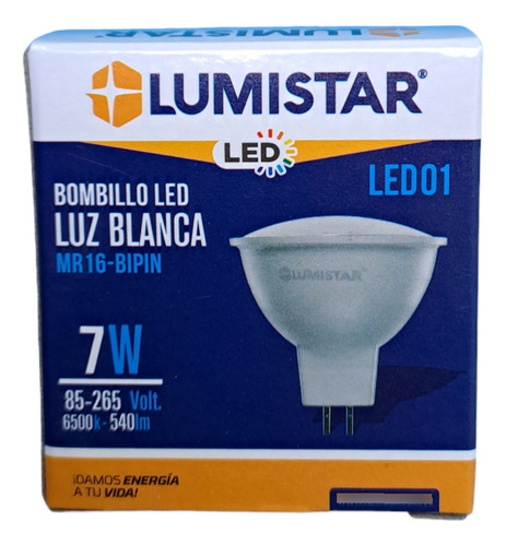 Bombillo Led Dicroico Luz Blanca 7w Mr16- Bipin Lumistar