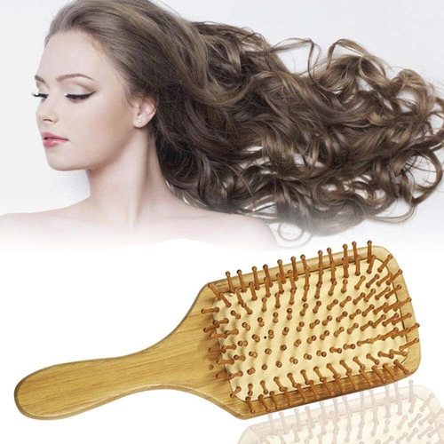 Escova De Cabelo De Bambu, Escova De Massagem, Pente