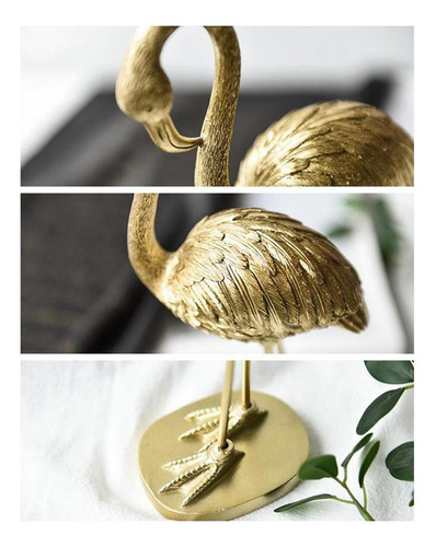 Estátua De Resina De Flamingo Dourado Escultura B B Ouro