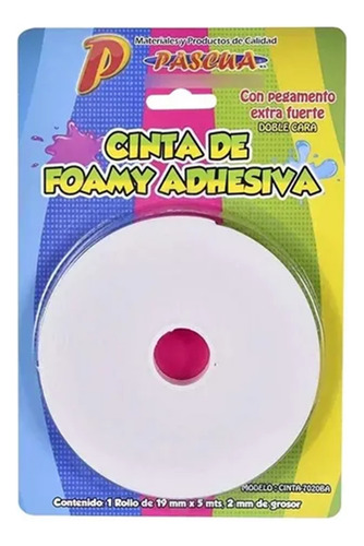 Kit 2 Cinta De Foamy Adhesiva Doble Cara 19mm X 5m