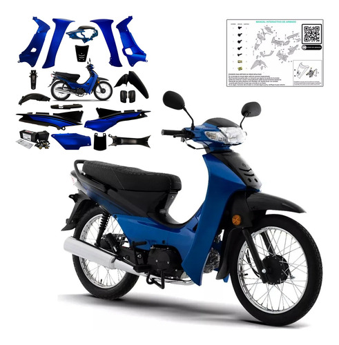 Kit Plasticos Zanella Due 110 2022 - 2025 Azul Original