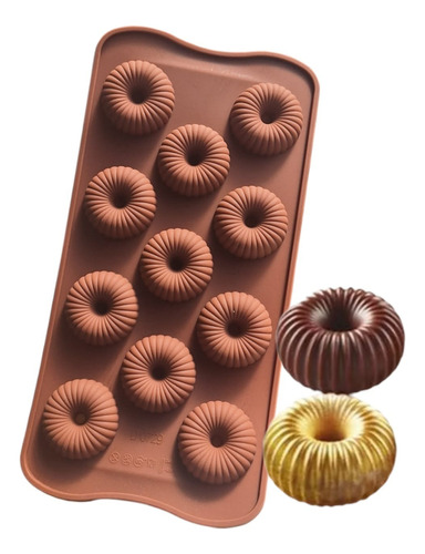 * Molde Silicon 11 Donas Ribeteadas Choco Fondant Jabon