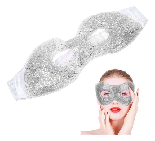 Antifaz De Gel Frio Dormir Glitter Relax Ojeras Ajustable