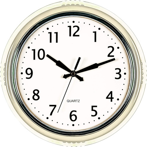 Reloj De Pared Retro De 9.5 Pulgadas, Color Crema De Co...