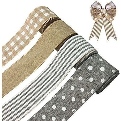 Cinta De Tela De Arpillera Ozchixu, 4 Rollos, Borde Con Alam