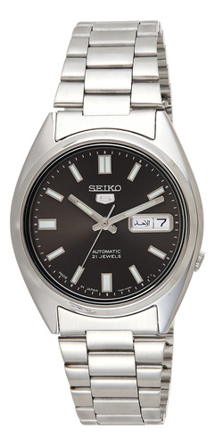 Reloj Automático De Acero Inoxidable Seiko 5 Esfera Negra