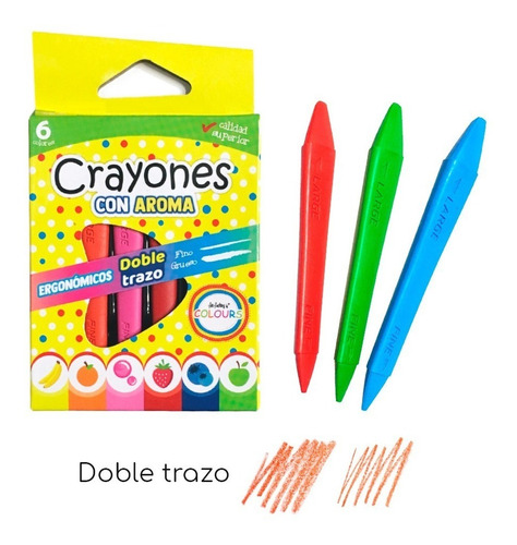 Crayones Doble Trazo Con Aroma Dibujo X 6 Colores Colours