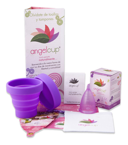 Paquete Copa Colors Y Vaso Esterilizador Angelcup® Color Lila Chica Y Vaso Lila