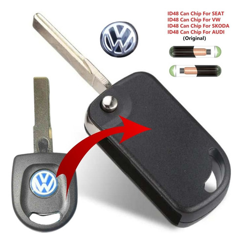 Llave Encendido Vw Con Chip Id48 Tipo Navaja Oh Abatible