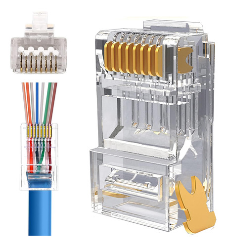 Conectores De Paso Rj45 Cat6 Cat6a Conectores Modulares 8p8c