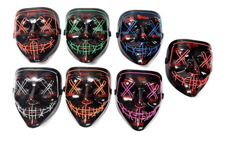 Mascara Luz Led La Purga Halloween The Purge Colores Color Verde