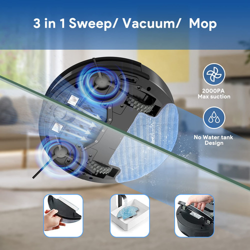 Robot Aspirador Y Trapeador 2000 Pa App Wifi Alexa Mmg