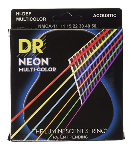  Juego Cuerdas Guitarra Acust Electro 11/50 Hi-def Neon Dr +