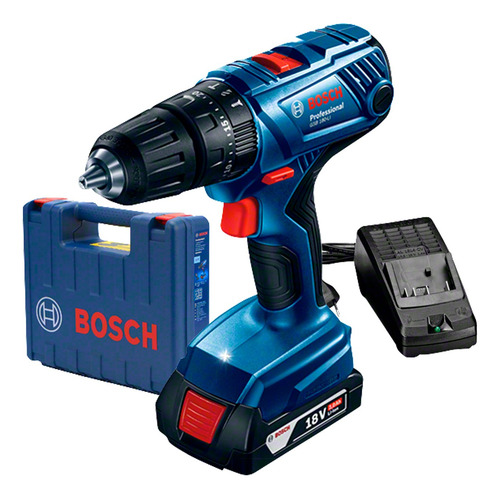 Imagen 1 de 5 de Taladro Percutor Inalambrico Bosch 18v Batería Maletín Carg