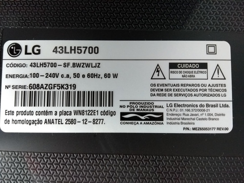 Smart Tv LG 43 Polegadas Tela Trincada (retirada De Peças)