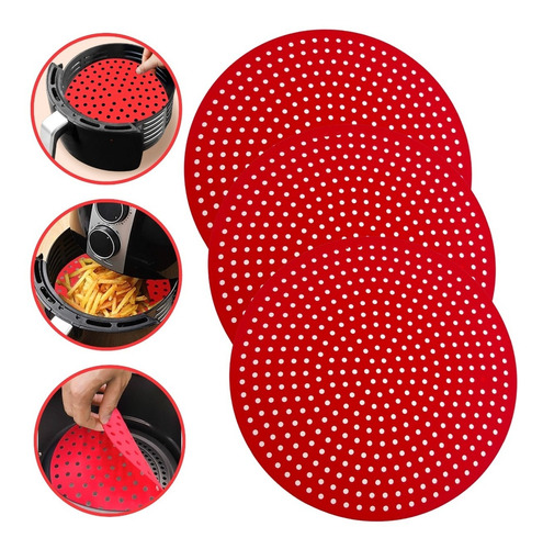 Kit 3 Tapete De Silicone Fritadeira Airfryer Antiaderente