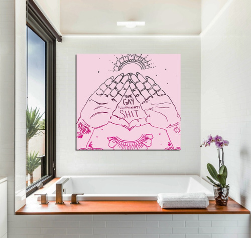 Cuadro 60x60cm Some Gay Illuminati Shit Pink Hand Iluminados