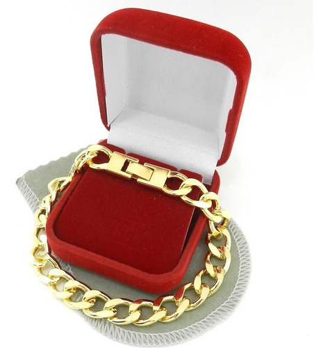 Pulseira Masculina 19cm 1cm Largura Folheada Ouro Pl213