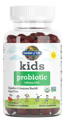 Probioticos Garden Of Life Niños Salud Digestiva Sin Azucar Sabor Cereza
