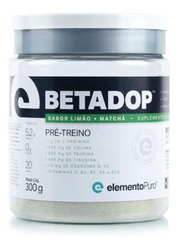 Pré Treino Betadop Sem Cafeína (300g) Limão Com Matchá