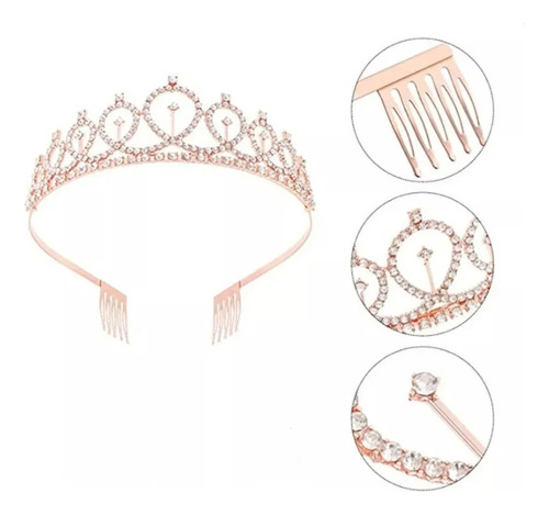 3corona Accesorios Para Cabello Cumpleaños Decoración Fiesta Oro Rosa Oro Plata Heaimo