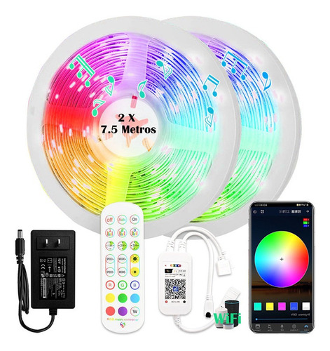 La Tira Llevada Colorida Los 2x7.5 M Rgb Wifi Deocration