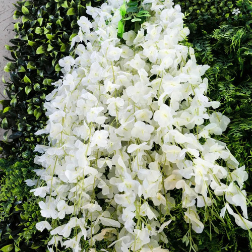 Enredadera Artificia Glicina Pack X 12 Jardín Vertical Muro Blanco