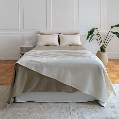 Manta Isahome Pie De Cama Tusor Premium 240x140 Cm Color Natural Diseño Liso