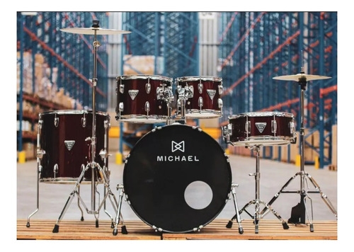 Bateria Acústica Dmt222 Michael Trinity Wine Red 5 Peças
