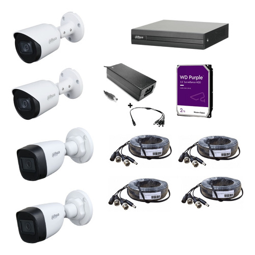 Kit 4 Camaras Dahua 2mp Audio Dvr 8ch 5mp  Dd 2 Tb