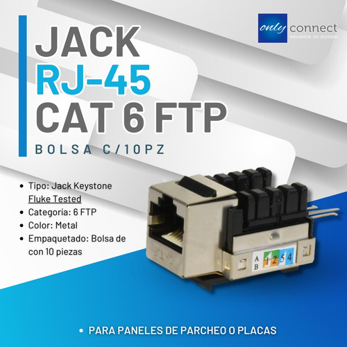 Jack Keystone Xcase Cat 6 Ftp Blindado Bolsa C/10p