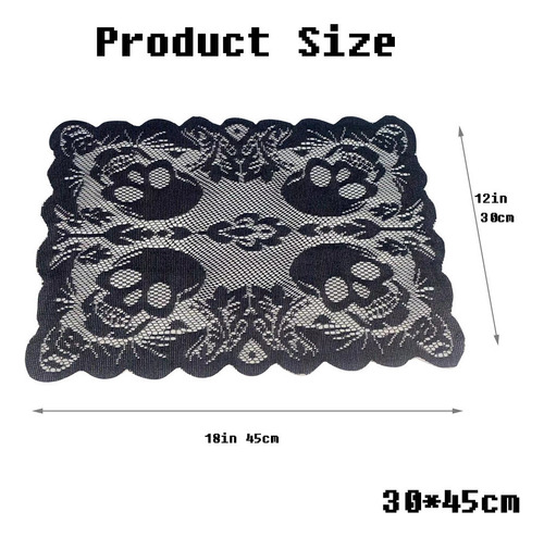 Zy Mantel Individual Calavera Estilo Halloween Encaje Negro