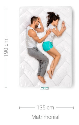 Sognare® Cubre Colchón Tamaño Matrimonial, Tecnología Microfussión, Termorregulable, 100% Algodón, Hipoalergenico Y Lavable.