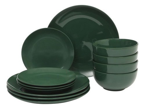 Simple Essential Juego De Vajilla De Cerámica 12 Piezas Color Verde Green