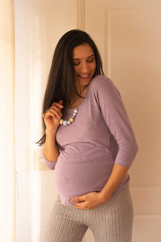 Remera Para Lactancia Y/o Embarazo Tres Cuartos En Algodón