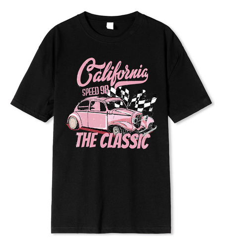 Camiseta Casual Con Patrón De Coche Retro De California