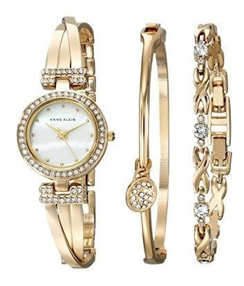 Conjunto De Reloj Y Brazalete En Tono Dorado Para Mujer