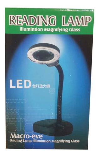 Lampara De Mesa Led Blanca Con Lupa Flexible Negro Blanco