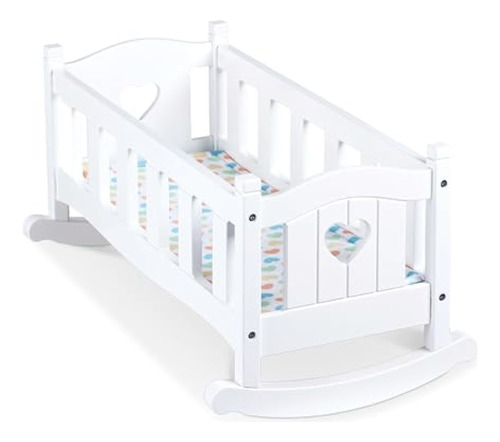 Cuna De Madera Para Muñecas Y Peluches En Color Blanco