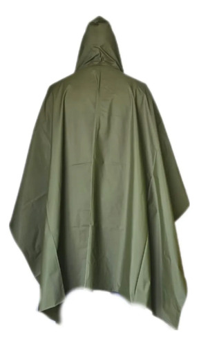 Impermeable Capa Con Capucha Alta Calidad Lluvia Verde Oscuro Unitalla