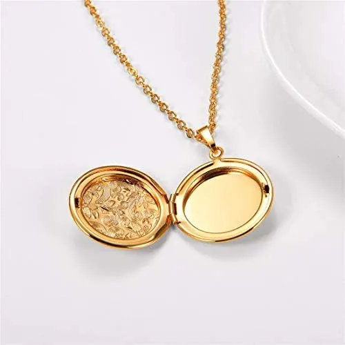 U7 Collares Con Colgante Con Medallón Con Foto Grabada En Or