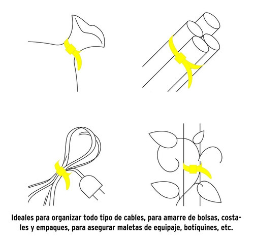 Cincho Plástico Amar 40 Lb, 15 Cm, 50 Piezas, Volteck, 41018 Color Amarillo