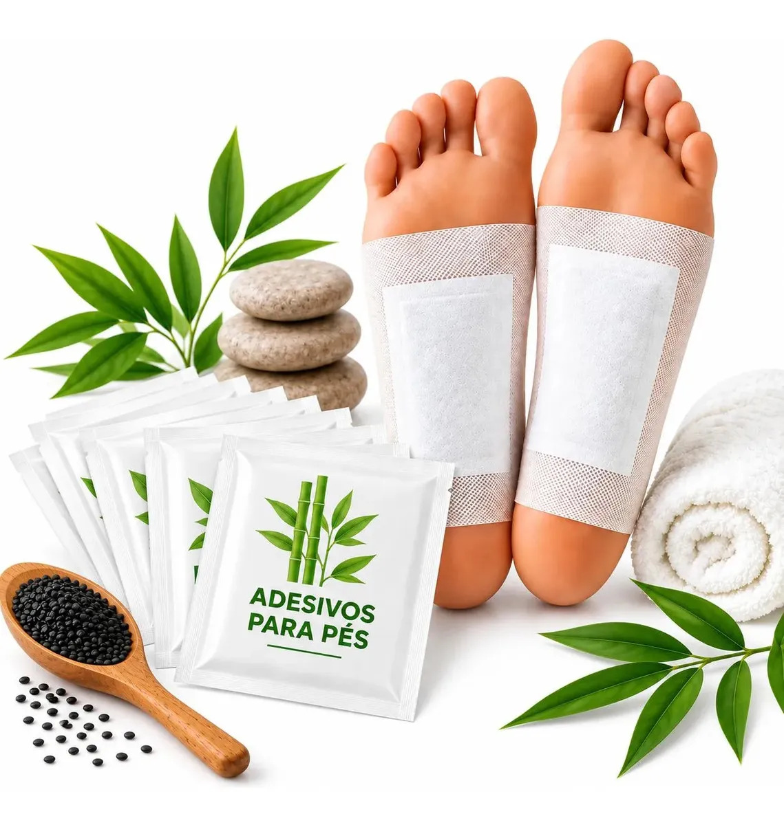 Kit com 50 Adesivos Para os Pés Noturno com Extrato de Bambu da Lumibella