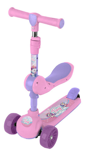 Monopatín Con Asiento 2en1 3 Ruedas Luz Música Dino Unicorn Color Rosa Unicornio