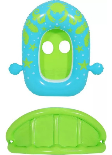Flotador Lancha Marino Techo Protector Uv Niña Bestway 34091 Color Verde Lima