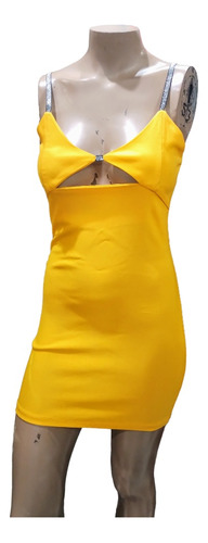 Vestido Amarillo Corto Mujer 